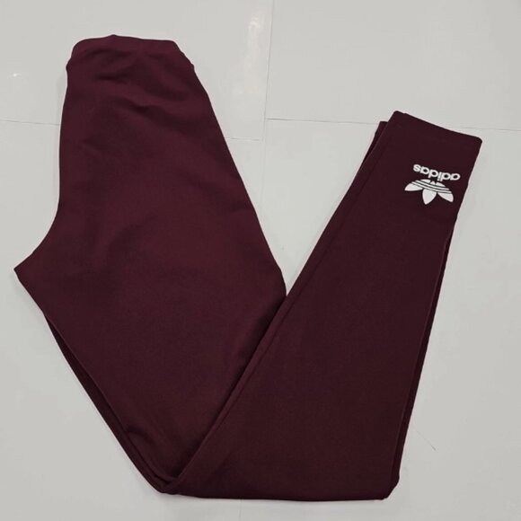 Adidas Originals Trefoil Maroon Leggings Women's Size 2XS Excellent Condition - Picture 7 of 8
